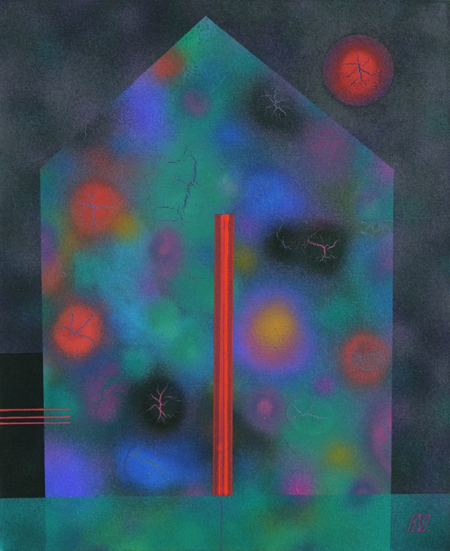 Living room painting by Serge Vasilendiuc titled 3-String Flower House