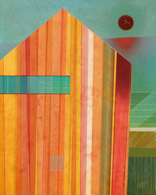 Obraz do salonu artysty Serge Vasilendiuc pod tytułem Namiotowy Dom Zachodu Słońca