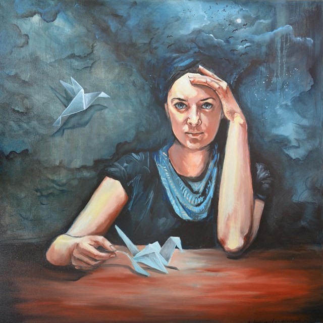 Living room painting by Katarzyna Bruniewska-Gierczak titled Skrzydło