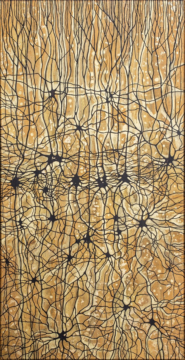 Living room painting by Natalia Bienek titled Neurons VII