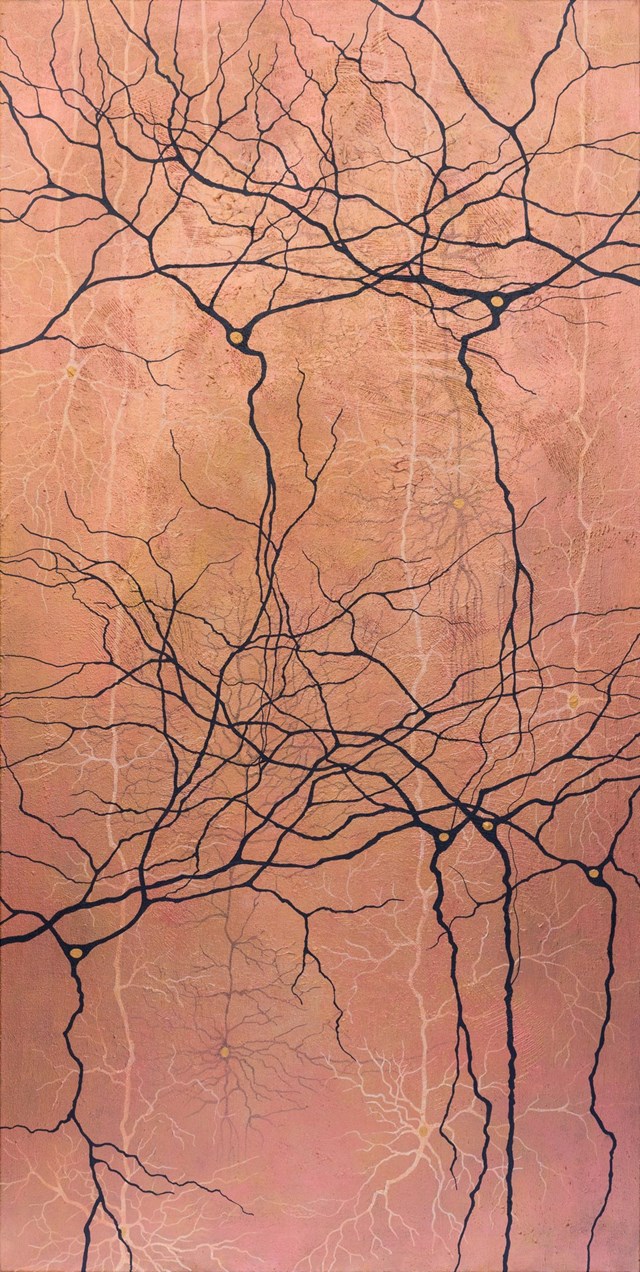 Living room painting by Natalia Bienek titled Neurons III