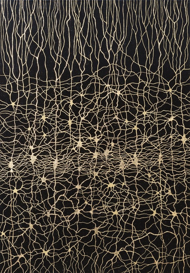 Living room painting by Natalia Bienek titled Neurons XIV