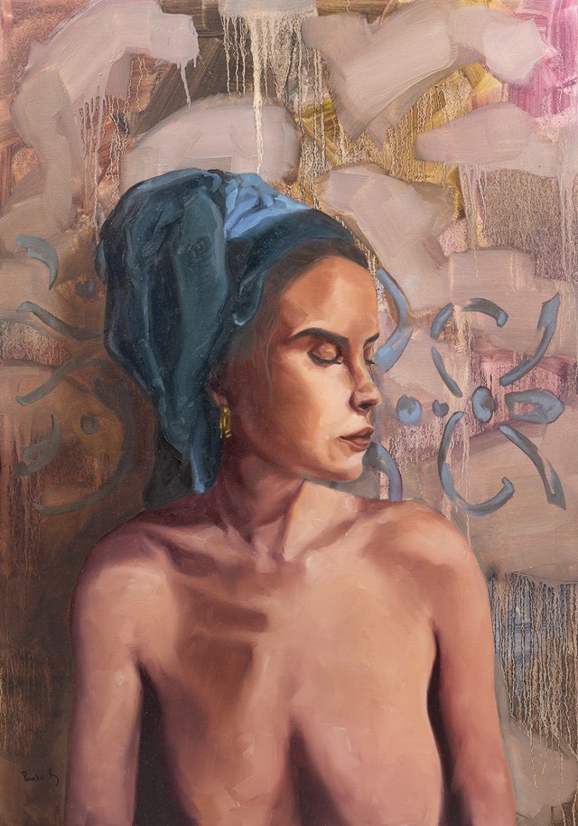 Living room painting by Katarzyna Panko titled The Quiet Gaze