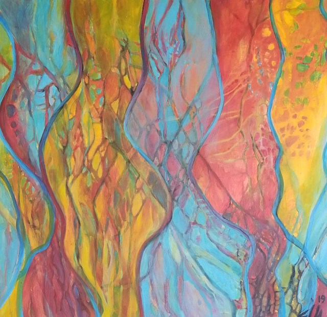 Living room painting by Ella Ellis titled FLOW - Dance with Me