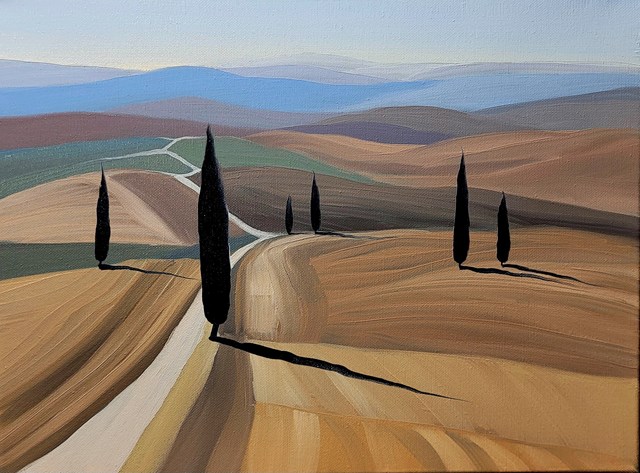 Living room painting by Jacek Malinowski titled Val d'Orcia IV