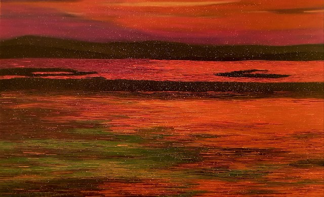 Living room painting by Jacek Malinowski titled Il tramonto