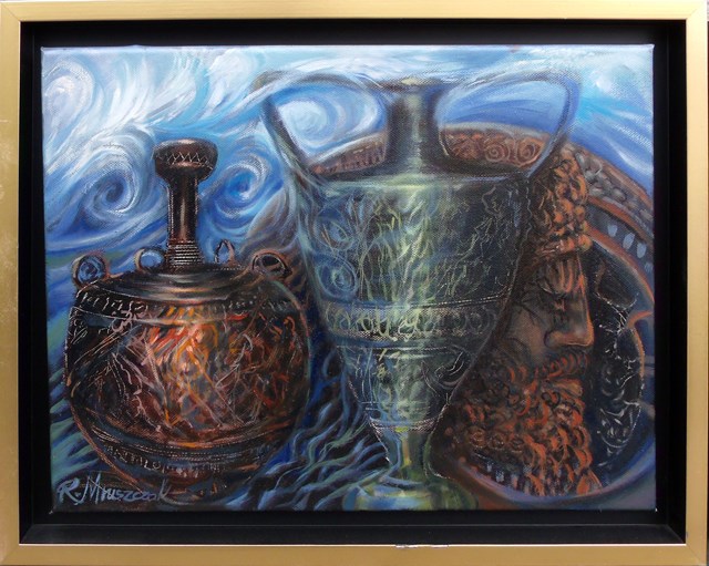 Living room painting by Rafał Mruszczak titled Greek pitchers