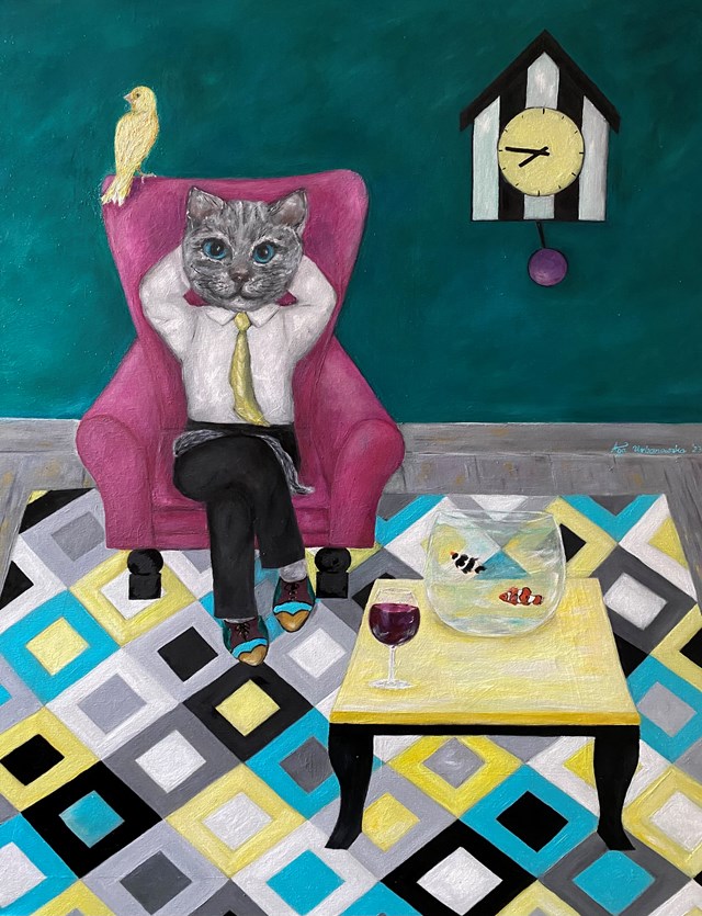 Obraz do salonu artysty Aga Urbanowska pod tytułem Nazywam się Felix ... kot Felix