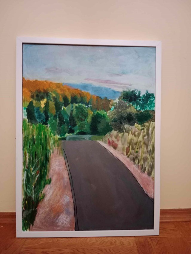 Living room painting by Paulina Kądziela titled The Road