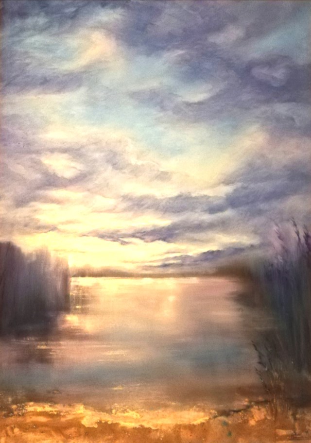 Living room painting by Natalia Czarnecka-Diling titled lake