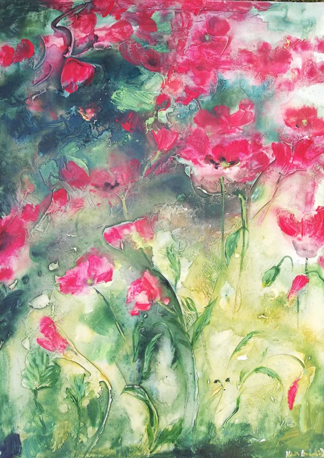Living room painting by Natalia Czarnecka-Diling titled poppies