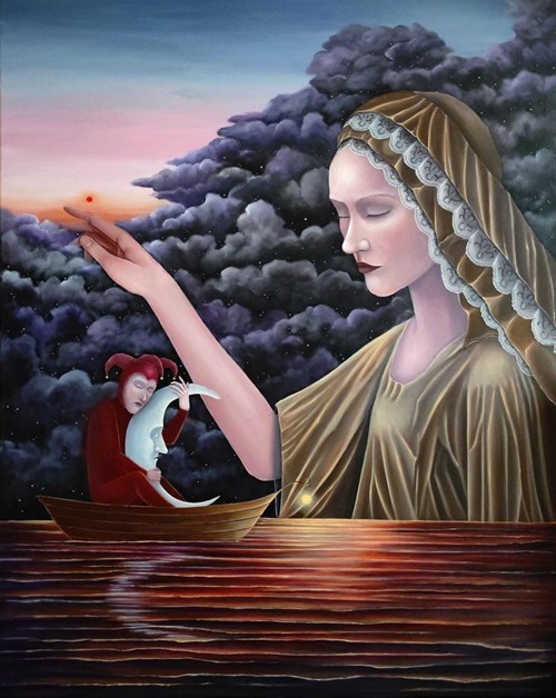 Living room painting by Mikołaj Korus titled Neverending Story