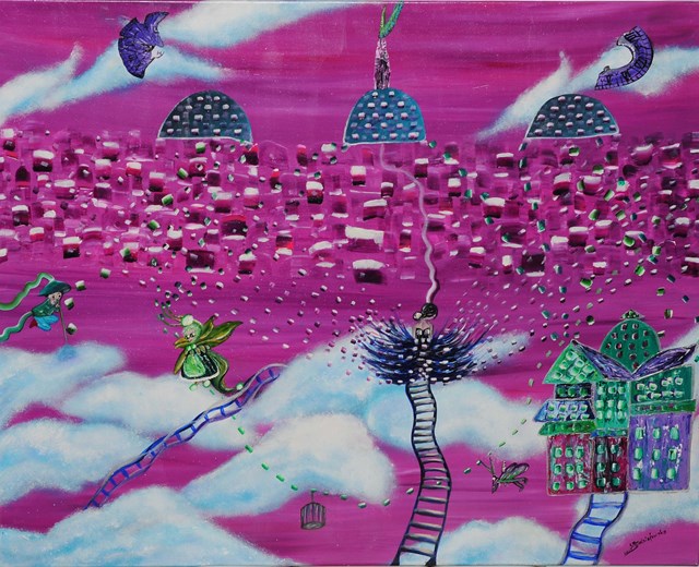 Living room painting by Sylwia Młodziejewska titled Cloud Byzantium