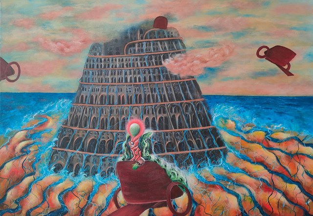 Obraz do salonu artysty Sylwia Młodziejewska pod tytułem Wieża Babel 