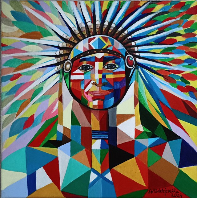 Living room painting by Sylwia Młodziejewska titled Apache