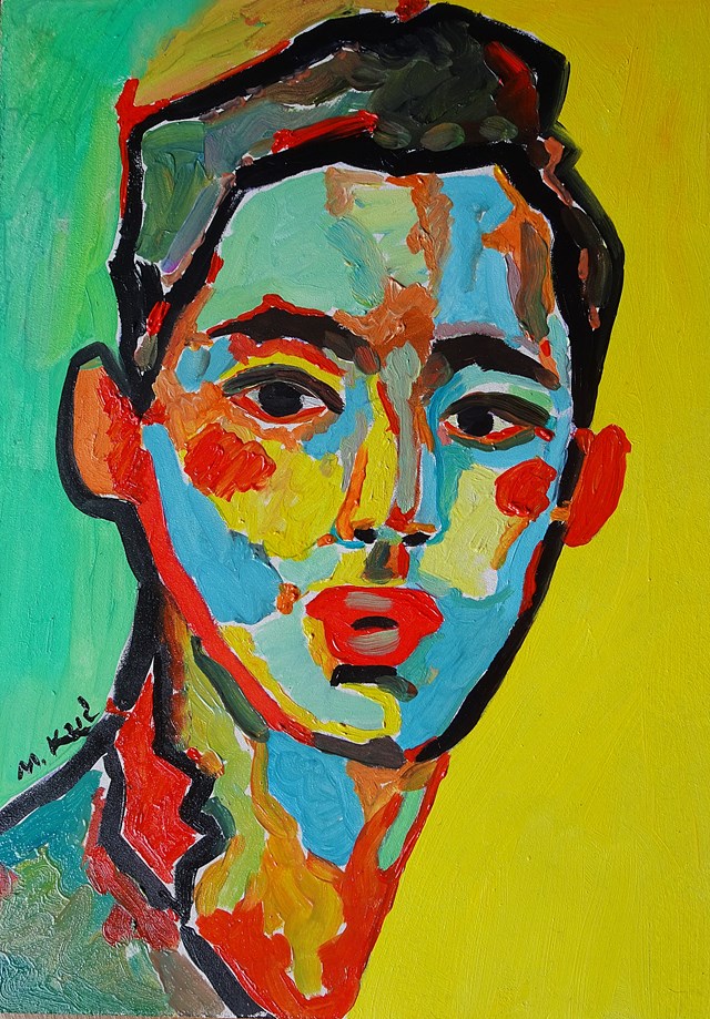 Living room painting by Marlena Kuć titled boy