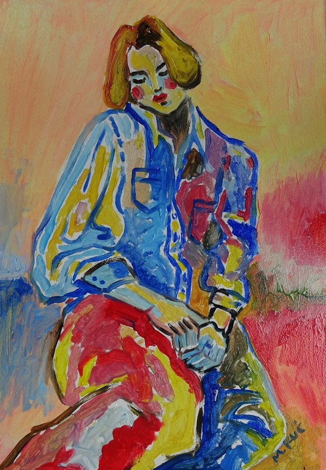 Living room painting by Marlena Kuć titled modelka