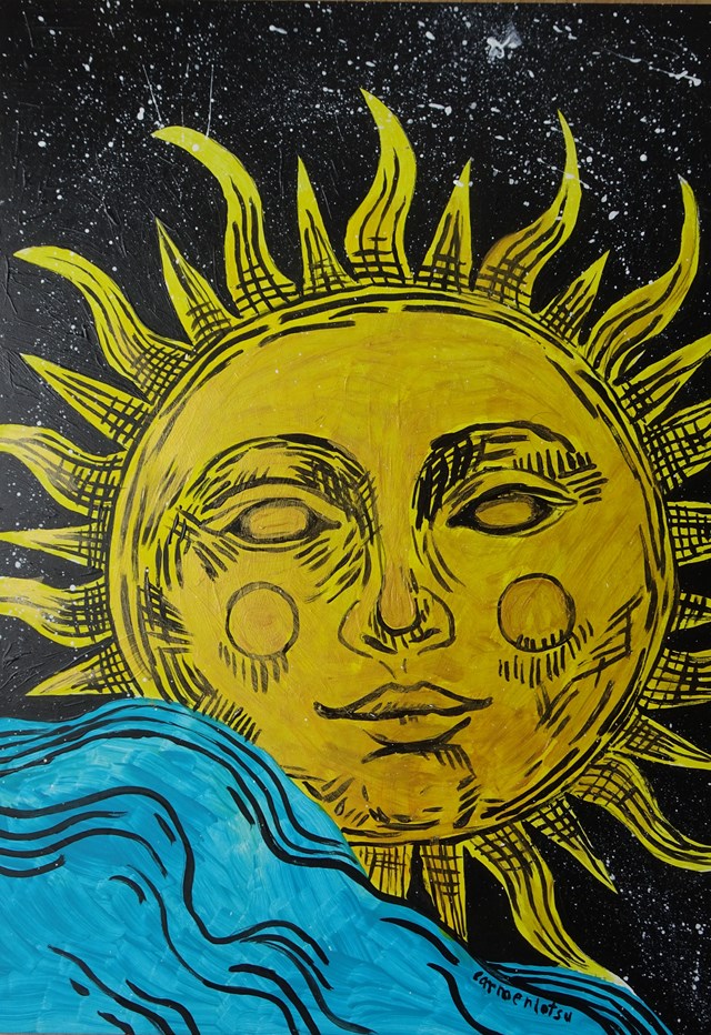 Obraz do salonu artysty Marlena Kuć pod tytułem astrologia słońce w znaku