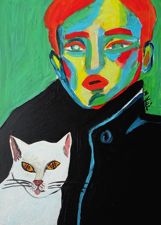Obraz do salonu artysty Marlena Kuć pod tytułem kotka dżentelmena 