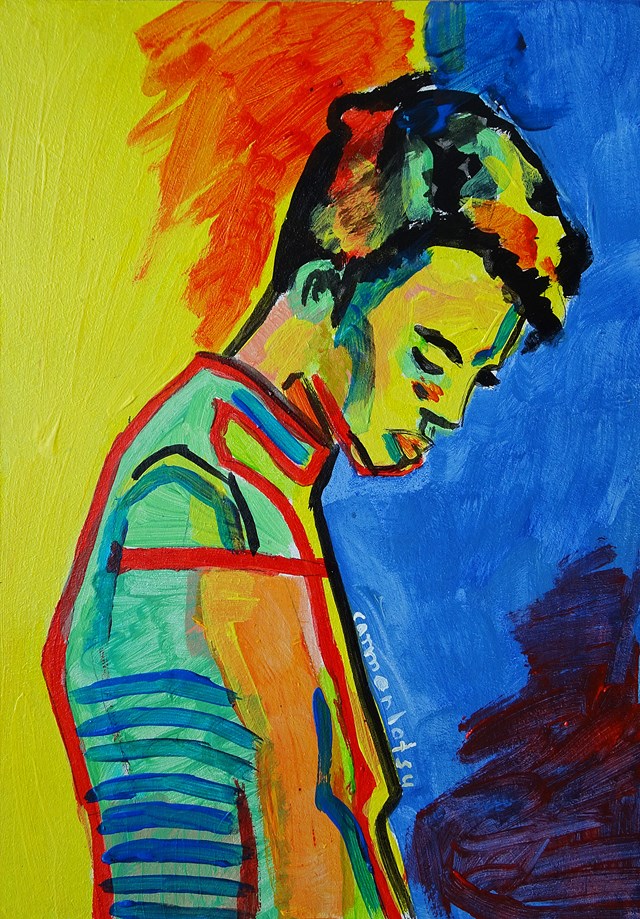 Living room painting by Marlena Kuć titled boy in love