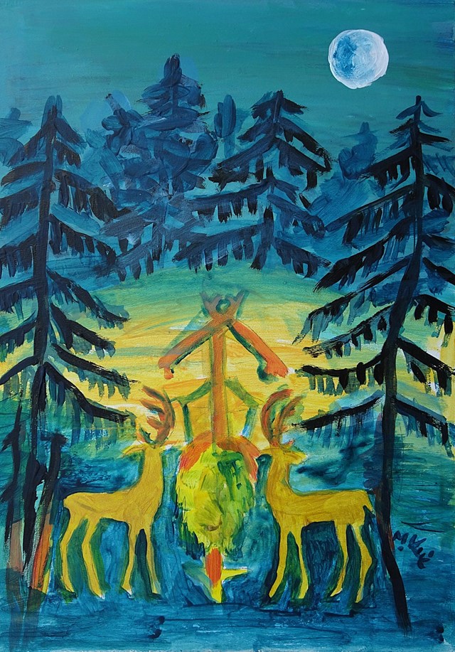 Obraz do salonu artysty Marlena Kuć pod tytułem leśne zwierzęta 