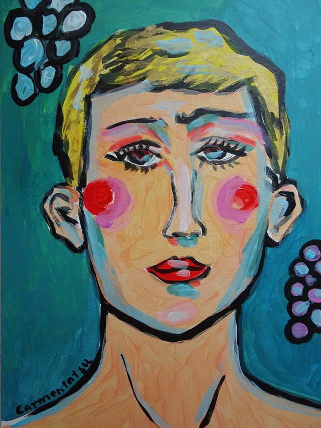 Living room painting by Marlena Kuć titled face