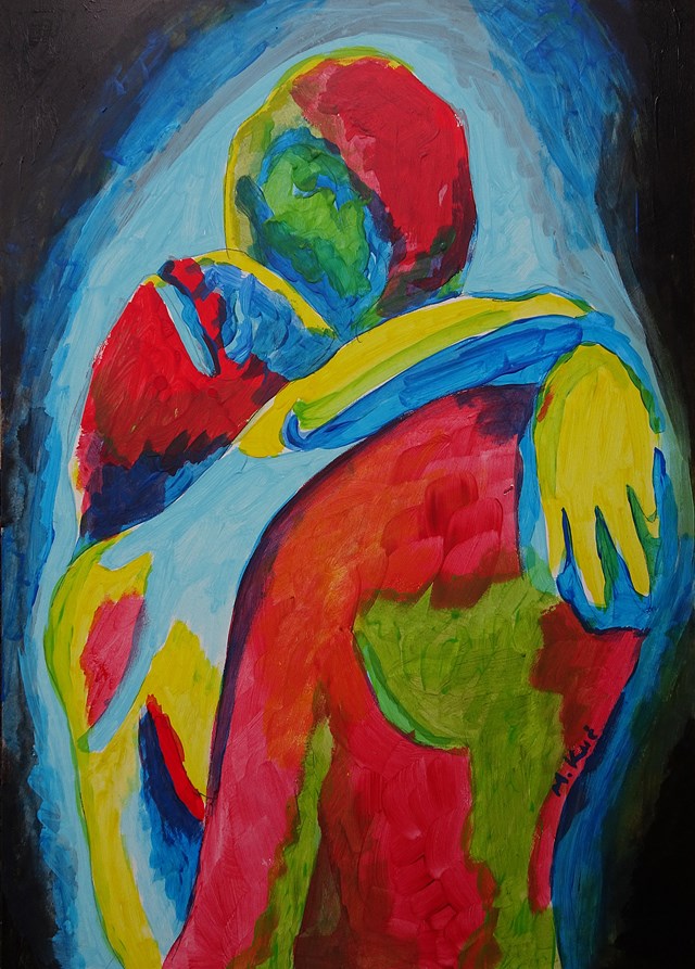 Living room painting by Marlena Kuć titled lovers