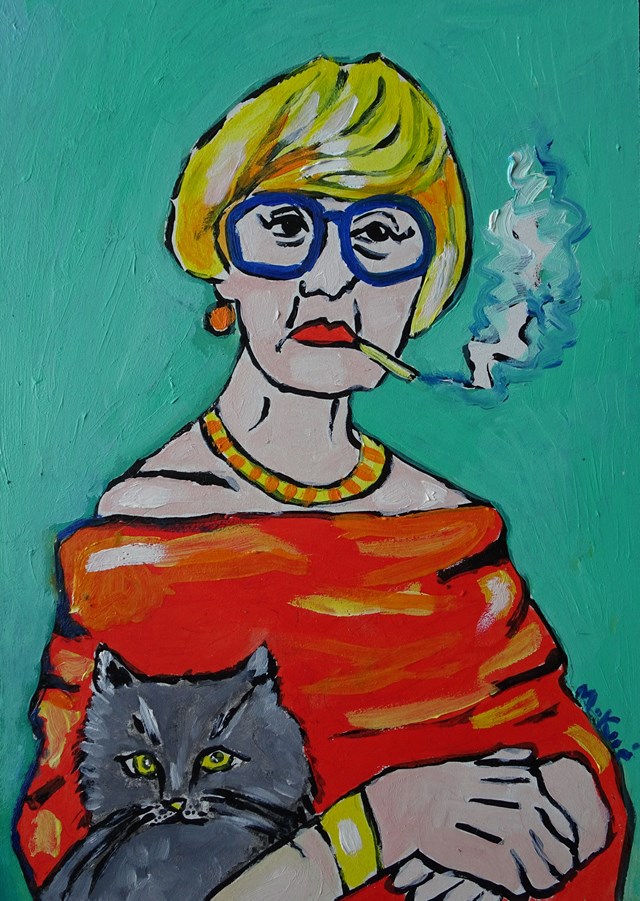 Obraz do salonu artysty Marlena Kuć pod tytułem dama z kotem
