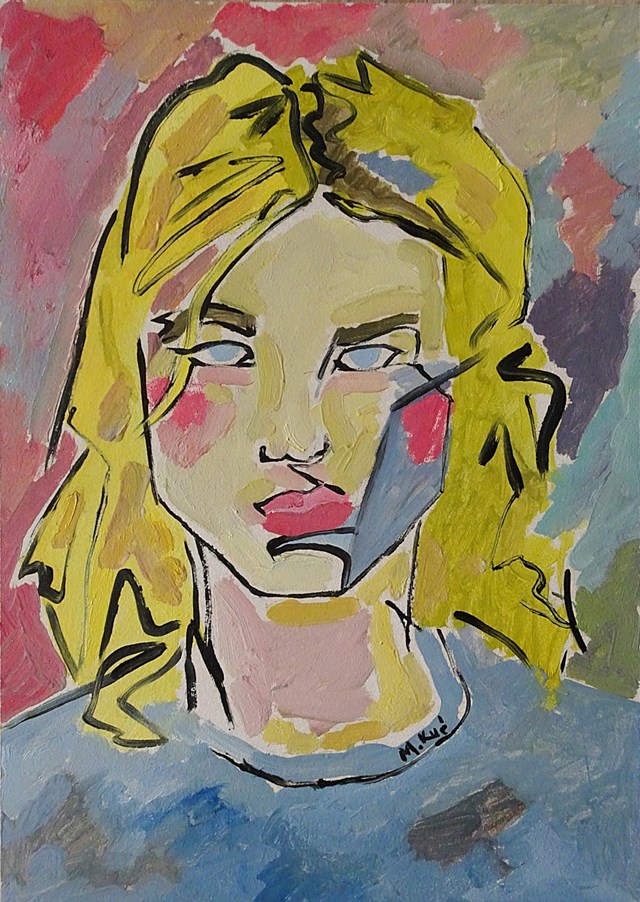 Living room painting by Marlena Kuć titled boy grunge