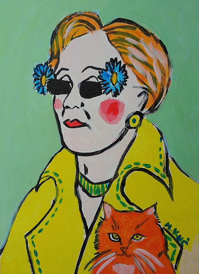 Obraz do salonu artysty Marlena Kuć pod tytułem dama z rudym kotem