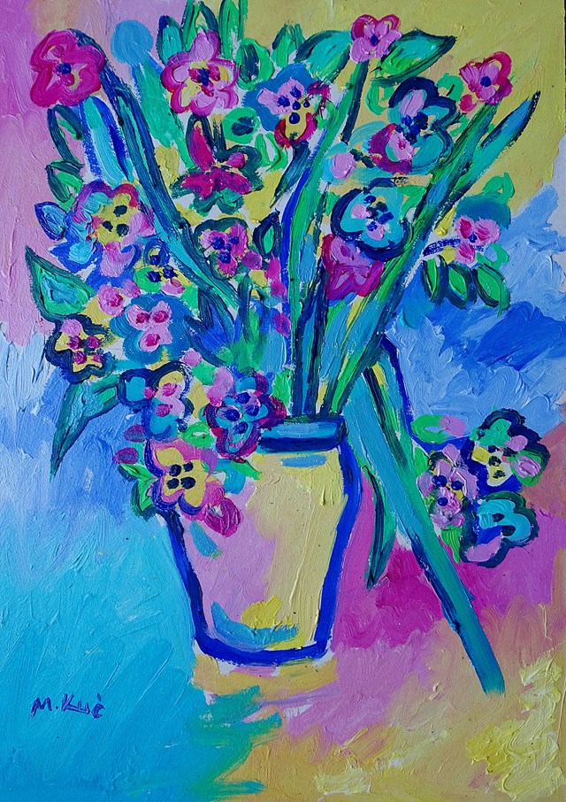 Obraz do salonu artysty Marlena Kuć pod tytułem kwiaty w wazonie