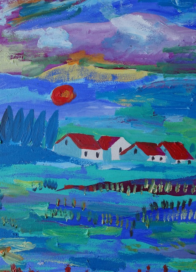 Living room painting by Marlena Kuć titled surrealistyczny pejzaż