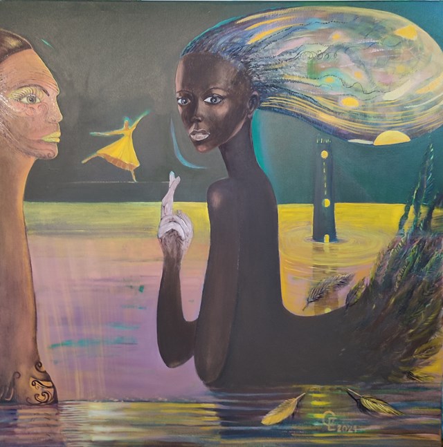 Obraz do salonu artysty Elżbieta Grzybek pod tytułem Czarny łabędź