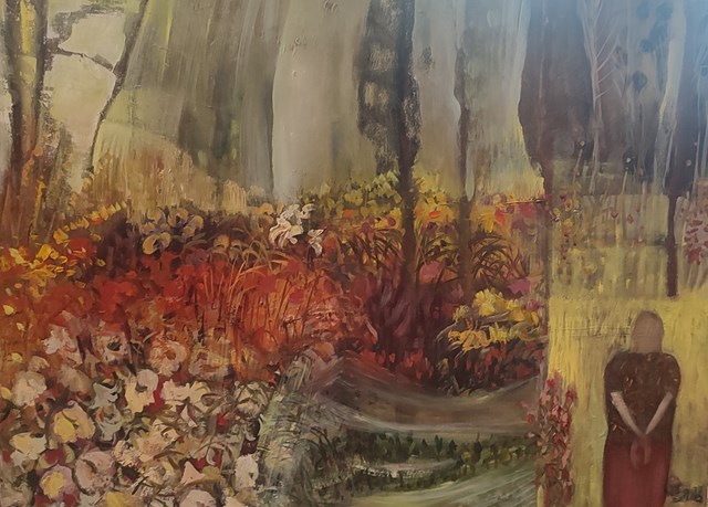 Obraz do salonu artysty Elżbieta Grzybek pod tytułem Barwny ogród 