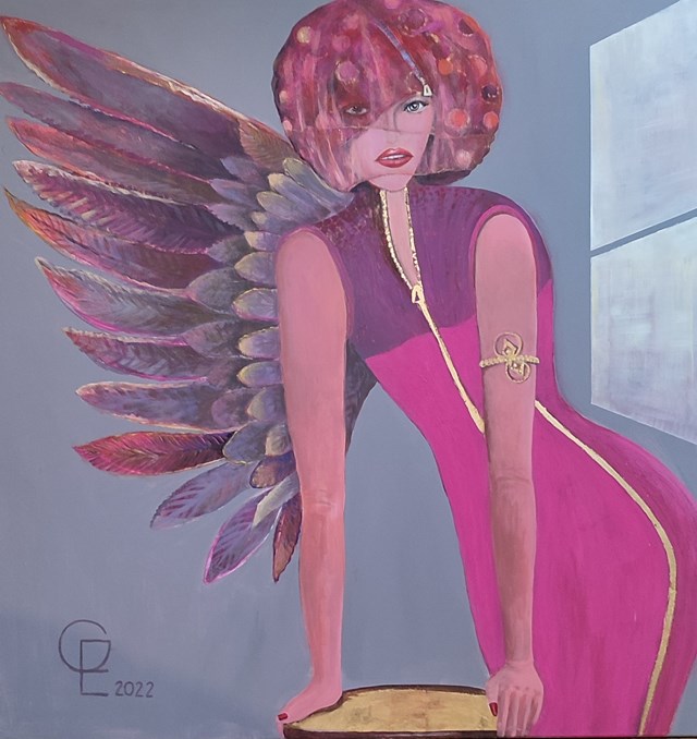 Obraz do salonu artysty Elżbieta Grzybek pod tytułem Różowy anioł 