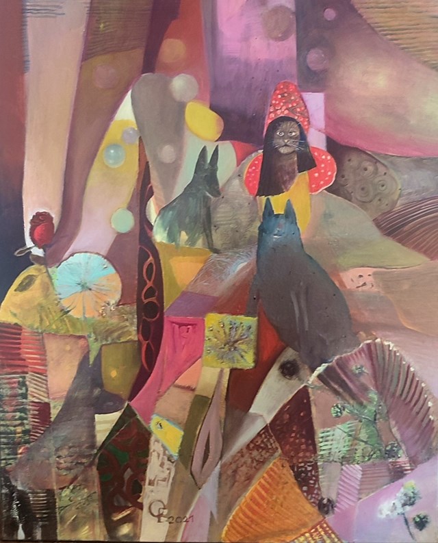 Obraz do salonu artysty Elżbieta Grzybek pod tytułem Czerwony kapturek w potrzebie