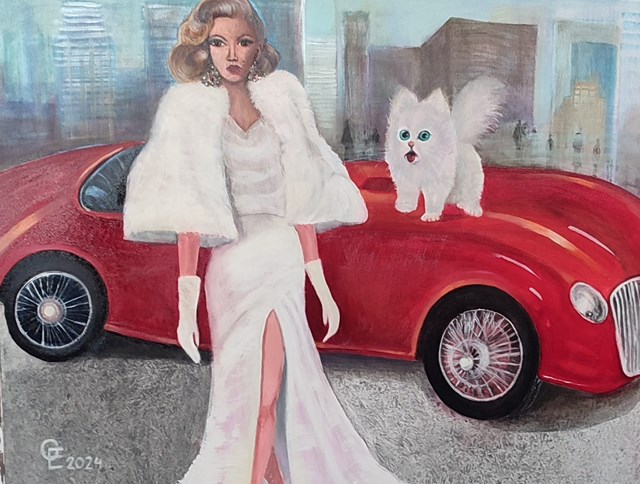 Living room painting by Elżbieta Grzybek titled Amerykański sen