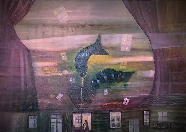 Obraz do salonu artysty Elżbieta Grzybek pod tytułem Co słychać w domu