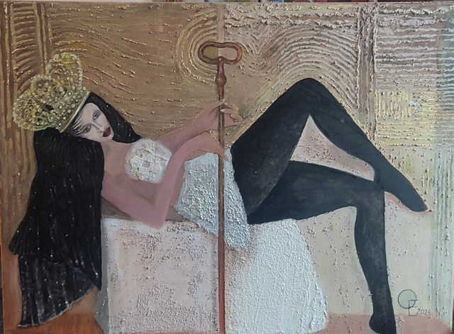 Living room painting by Elżbieta Grzybek titled Solo
