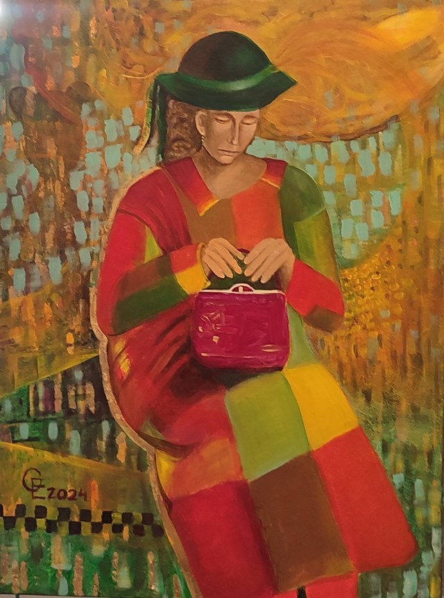 Living room painting by Elżbieta Grzybek titled Muza