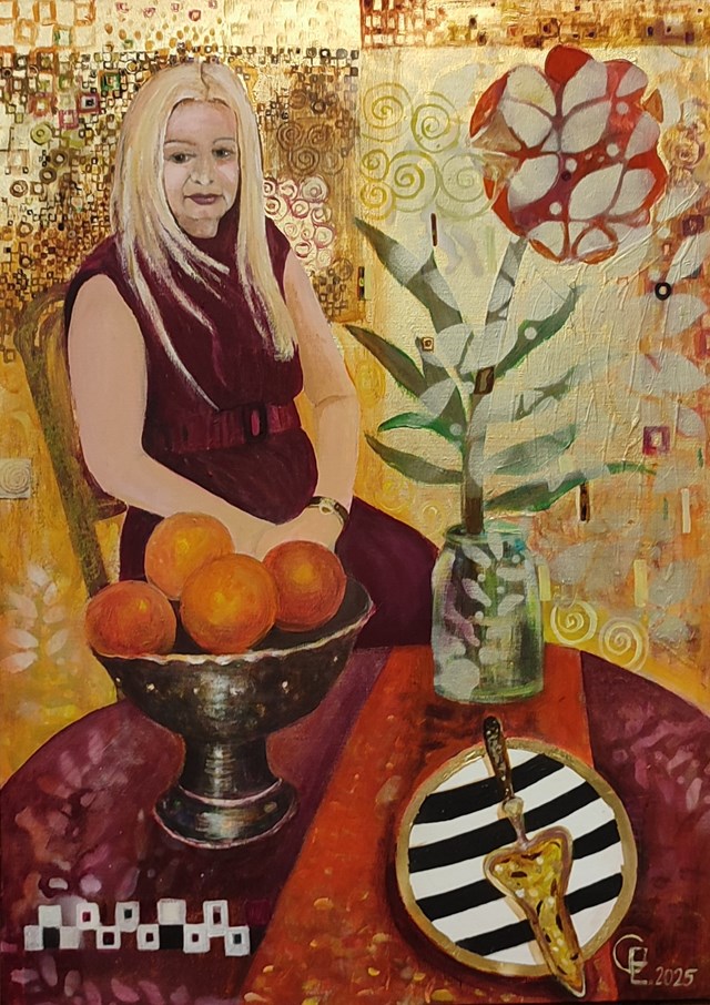 Living room painting by Elżbieta Grzybek titled Złoty czas