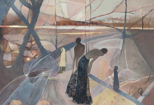 Living room painting by Elżbieta Grzybek titled Wyspa marzen