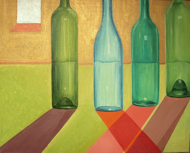 Obraz do salonu artysty Dariusz Głowacki pod tytułem Cztery butelki