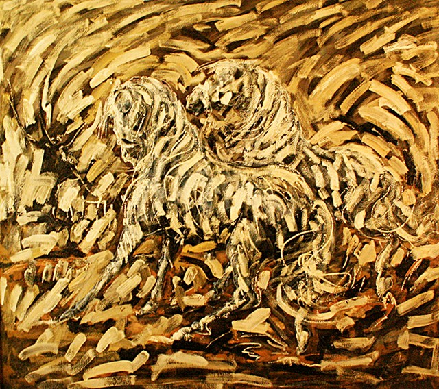 Living room painting by Adam Bojara titled K5 Horses