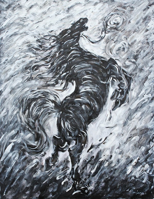 Living room painting by Adam Bojara titled K42 Horses