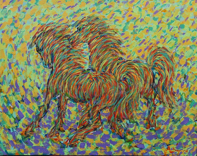 Living room painting by Adam Bojara titled K53 Horses