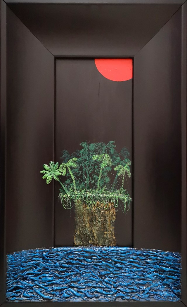 Obraz do salonu artysty Michał Mroczka pod tytułem Pejzaż w ramie