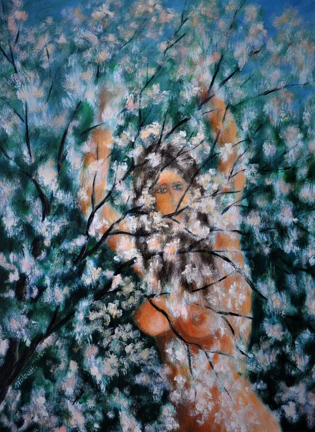 Living room painting by Mariusz Stan Wasilewski titled  Spring in my garden