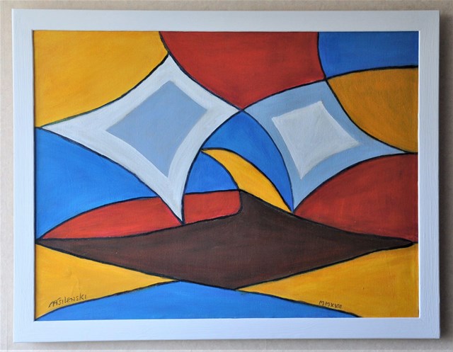 Living room painting by Mariusz Stan Wasilewski titled Odyseja