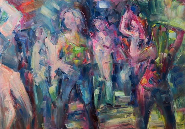 Living room painting by Marta Lipowska titled In the dance VI